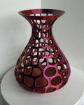 Korallenvase Organica – Voronoi-Vase im Silk Blau-Lila-Rot-Gold, Magenta-Schimmer