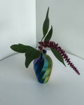 Kleine Tischvase Reagenzglas Blau-Lila-Rot-Gold mit Blume