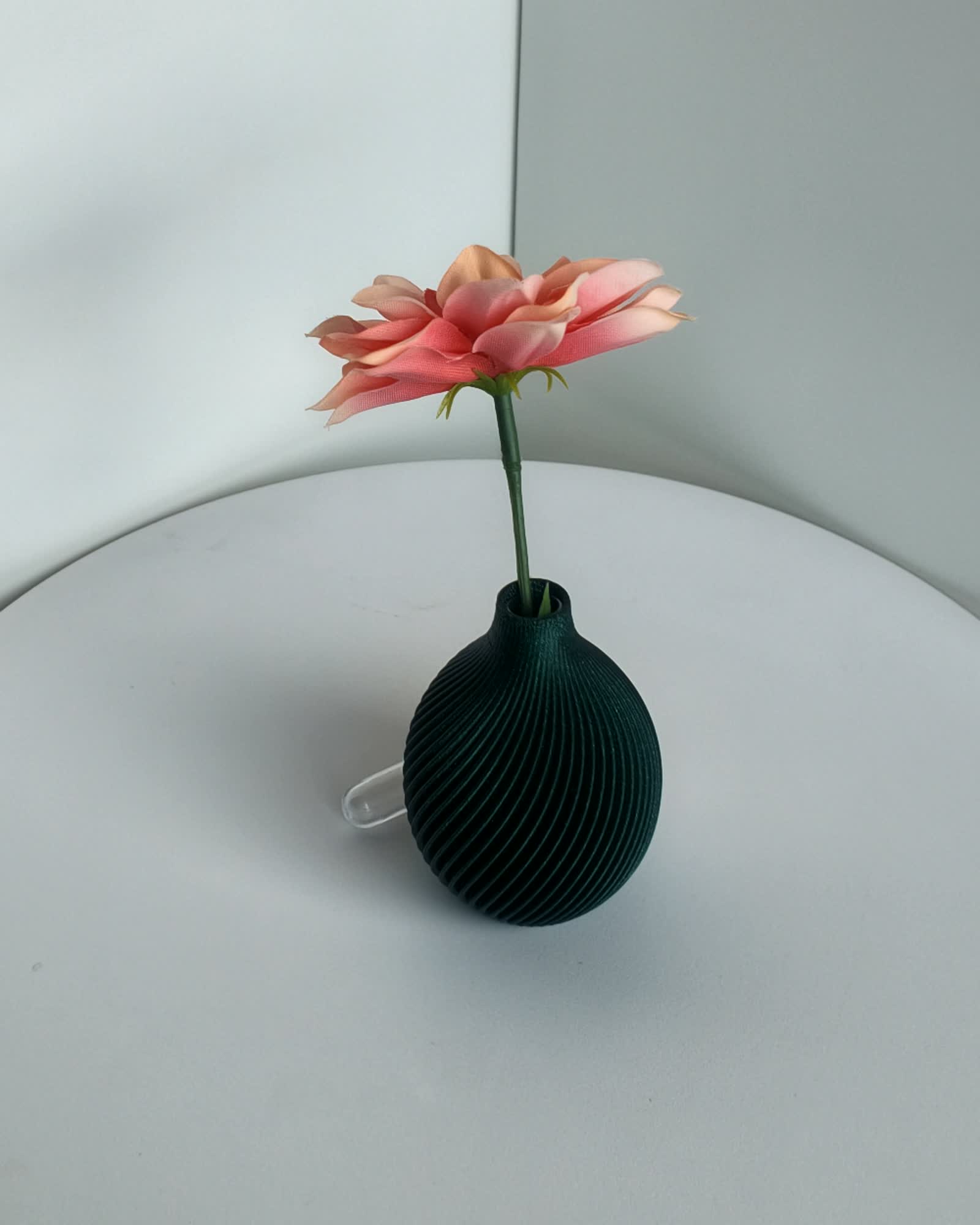 Kugel Buddy Vase Galaxy mit Blüte und Reagenzglas, Seitenansicht