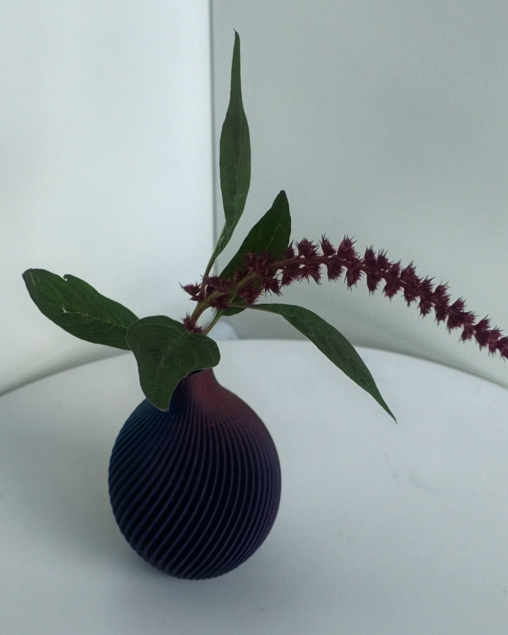 Kugel Buddy Vase Reagenzglas Blau-Lila-Rot-Gold mit Blume