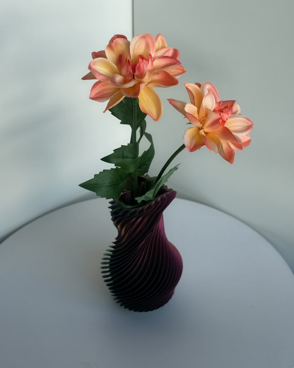 Herzvase Blau-Lila-Rot-Gold Trockenvase mit Trockenblumen